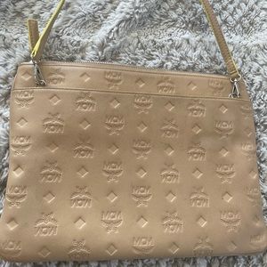 MCM clutch with shoulder strap
